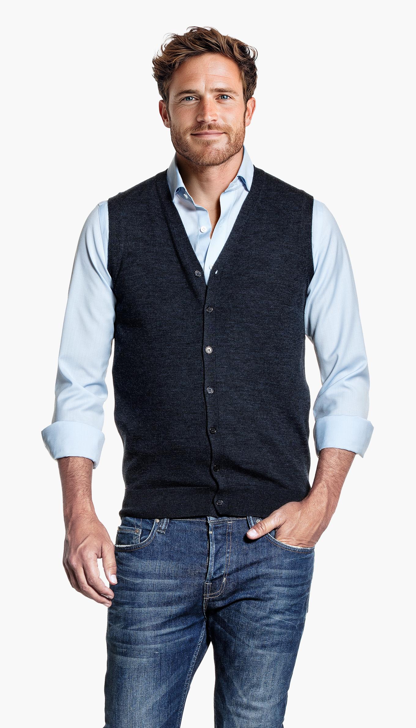 Cardigan Homme à Col Châle En Laine Mérinos - Tricot Torsadé, Coupe Droite, Lavable Machine