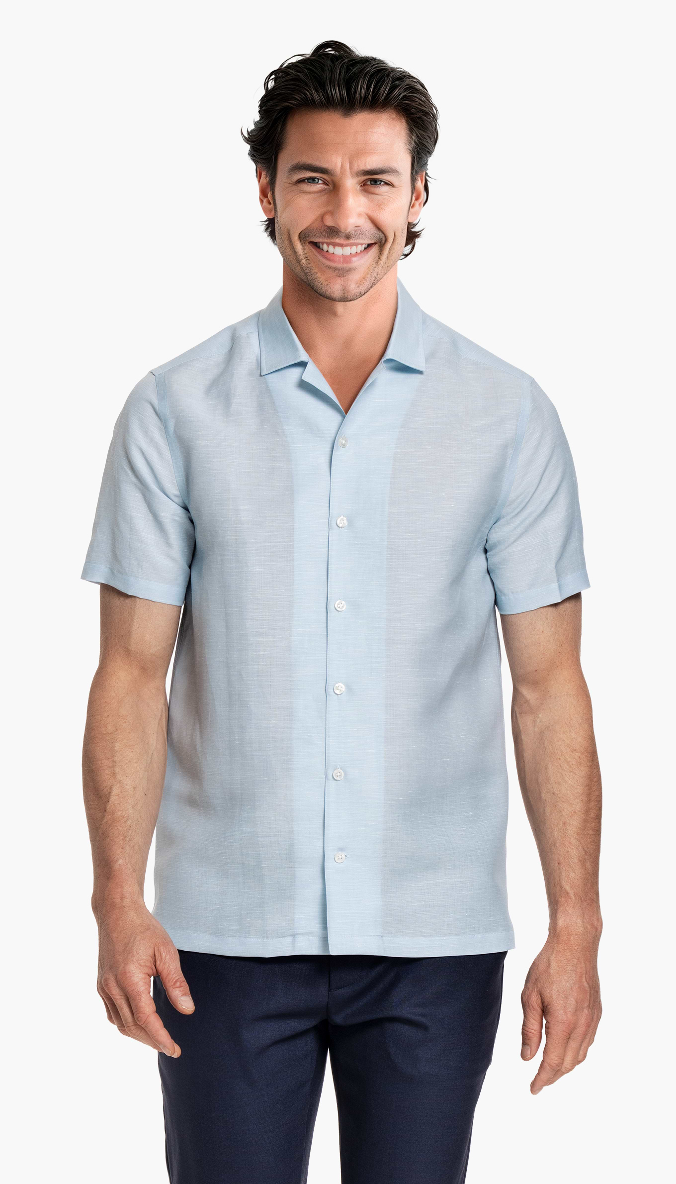 Wool Linen Shirt Short Sleeve