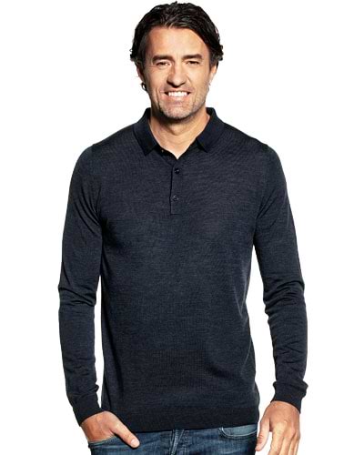 Dunkelblauer Wollpullover mit Kragen