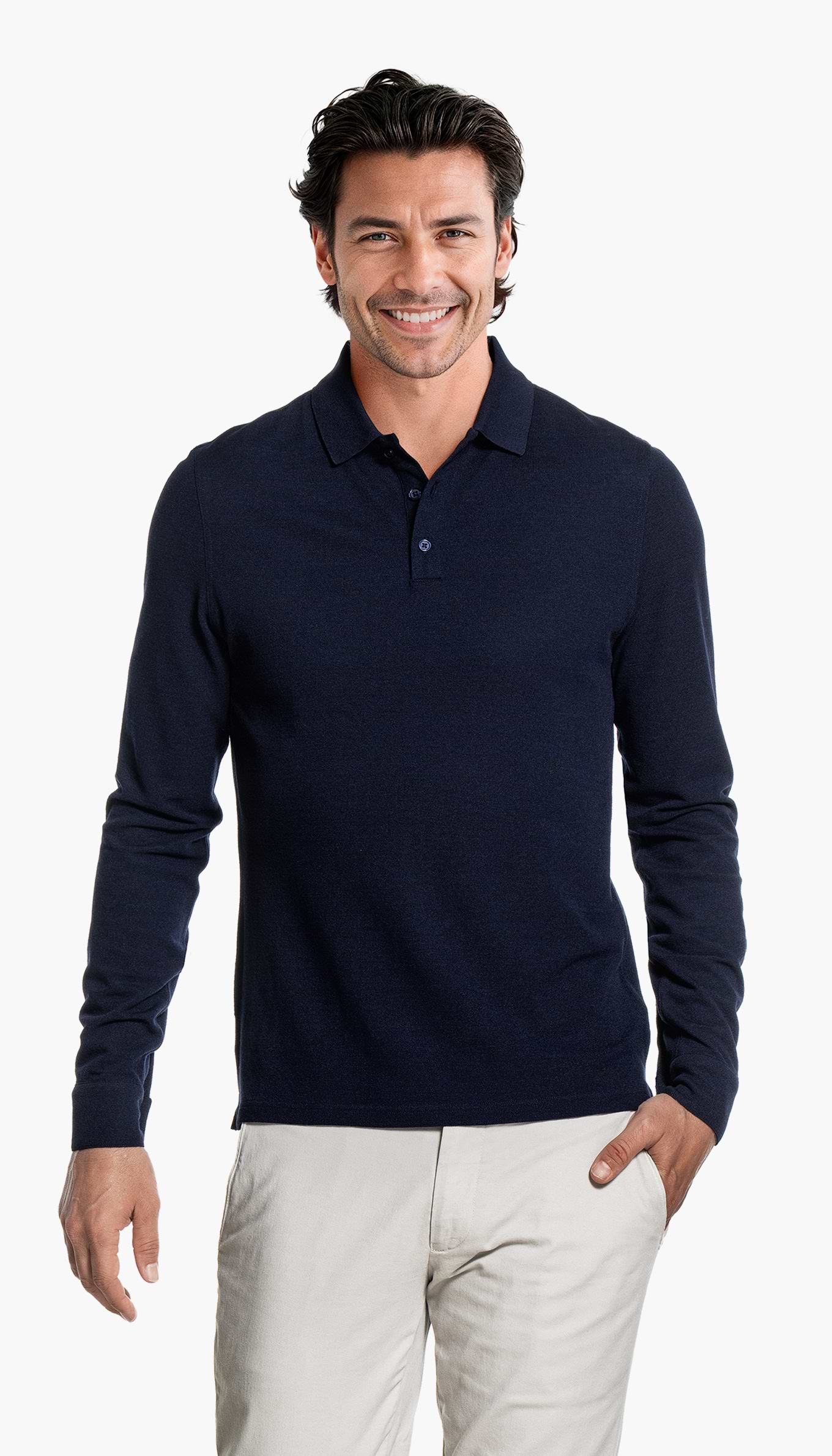 Buy men's Blue label long sleeve piqué polo shirt online