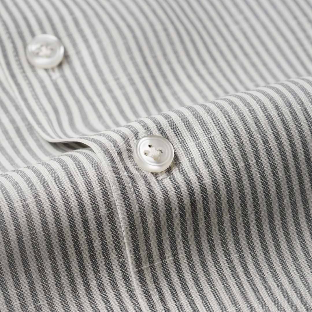 white dress shirt with grey stripes Liam in Grey and White Stripe Shirt in White Collar & Cuff, 16 36/37