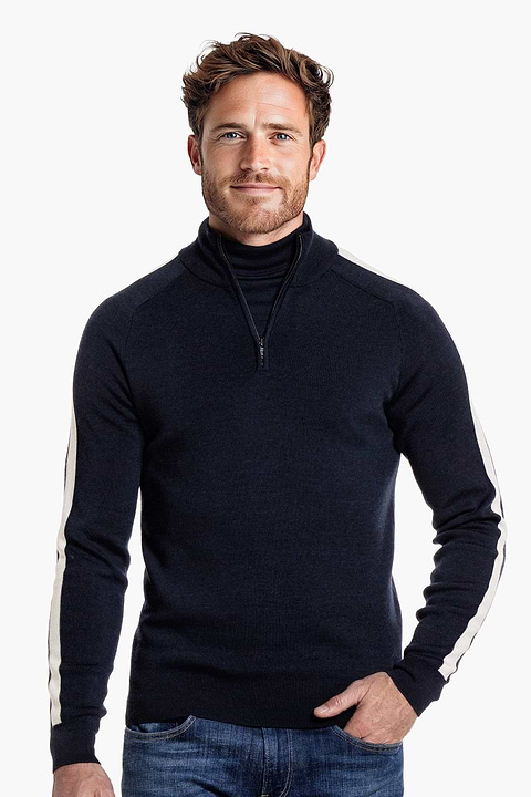 Alpine Zip Stripe True Navy - Base Image