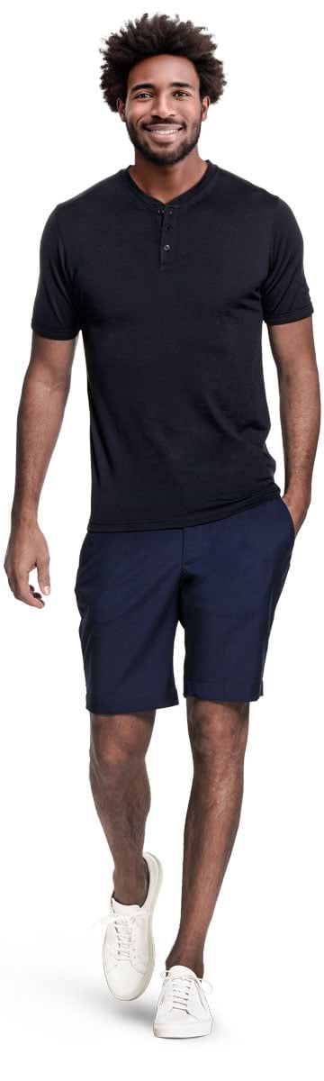 Shirt Henley Short Sleeve Very Dark Navy