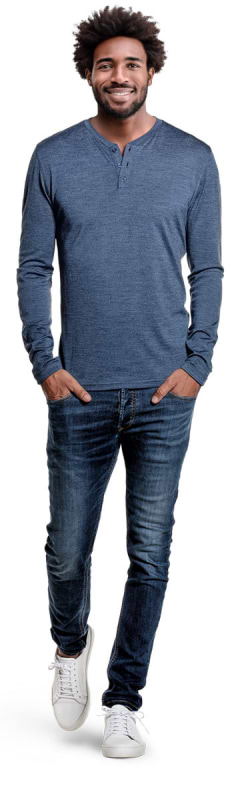 Shirt Henley Long Sleeve Coastal Blue
