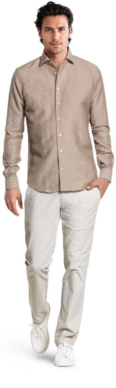 Wool Linen Shirt Meerkat Beige