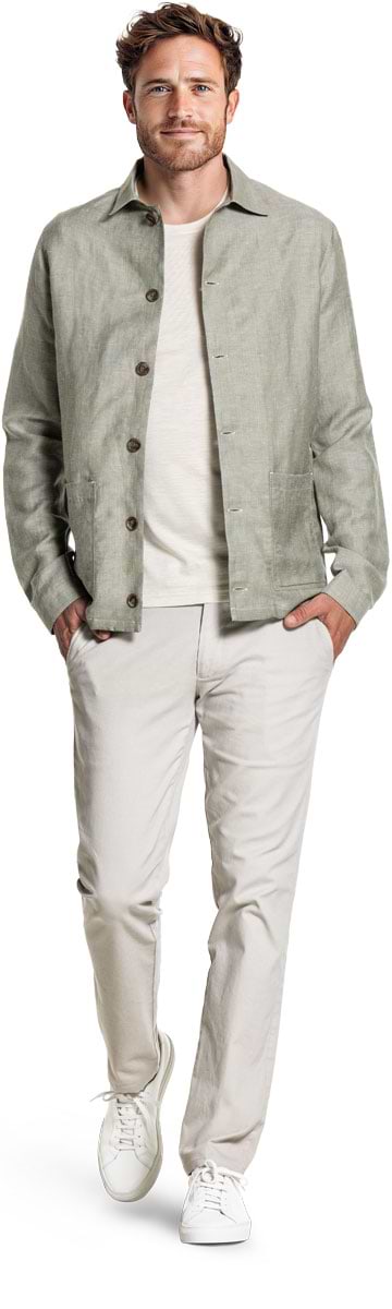 Wool Linen Jacket Olive Green
