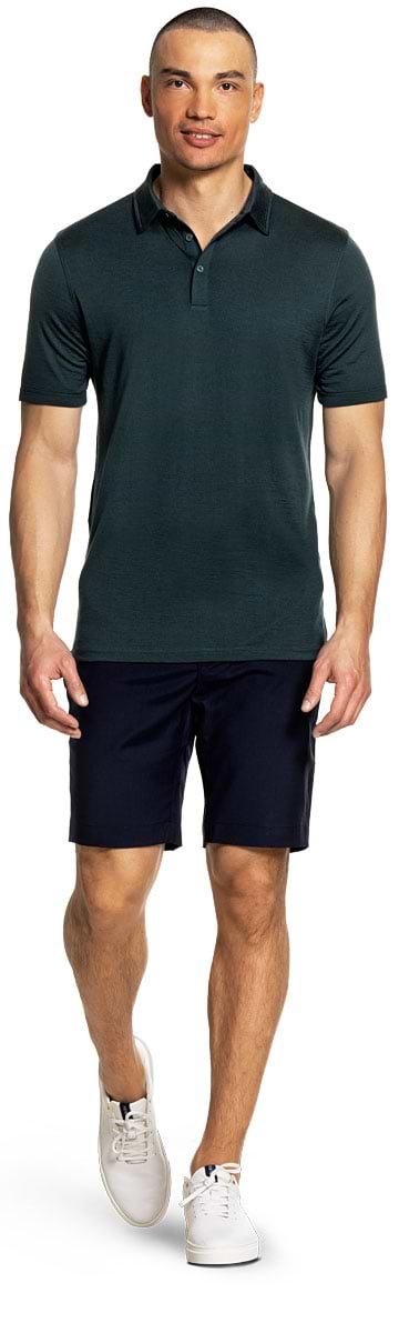 Shirt Polo Short Sleeve Extra Long Dark Green