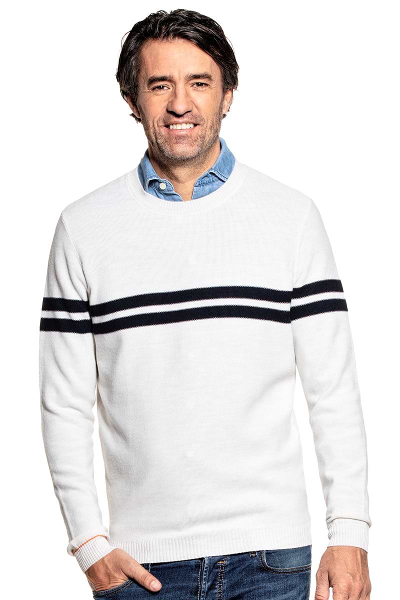 Bee Two Stripes All Over Wool White 