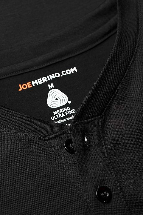 Shirt Henley Short Sleeve Deep Black - Base Image