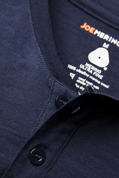 Shirt Henley Short Sleeve Navy Blue - Base Image