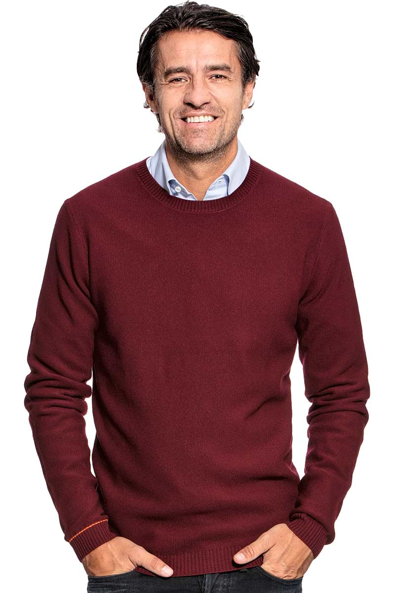 Strickpullover für Herren aus Merinowolle in Rot