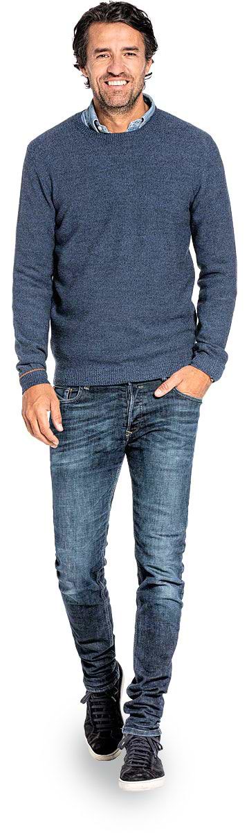 Strickpullover für Herren aus Merinowolle in Blau
