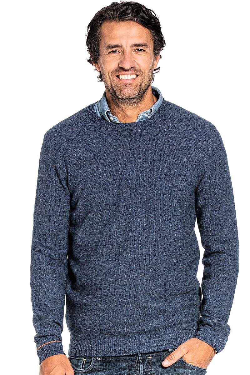 Strickpullover für Herren aus Merinowolle in Blau