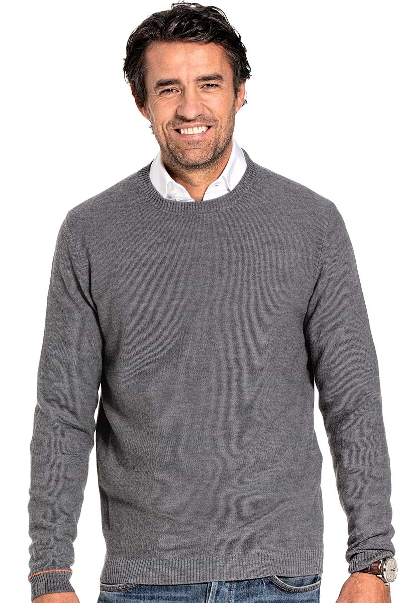 Strickpullover für Herren aus Merinowolle in Grau
