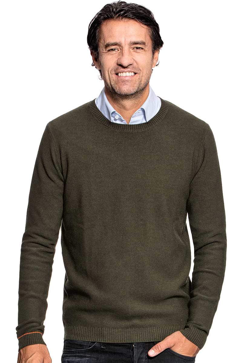 Strickpullover für Herren aus Merinowolle in Grün