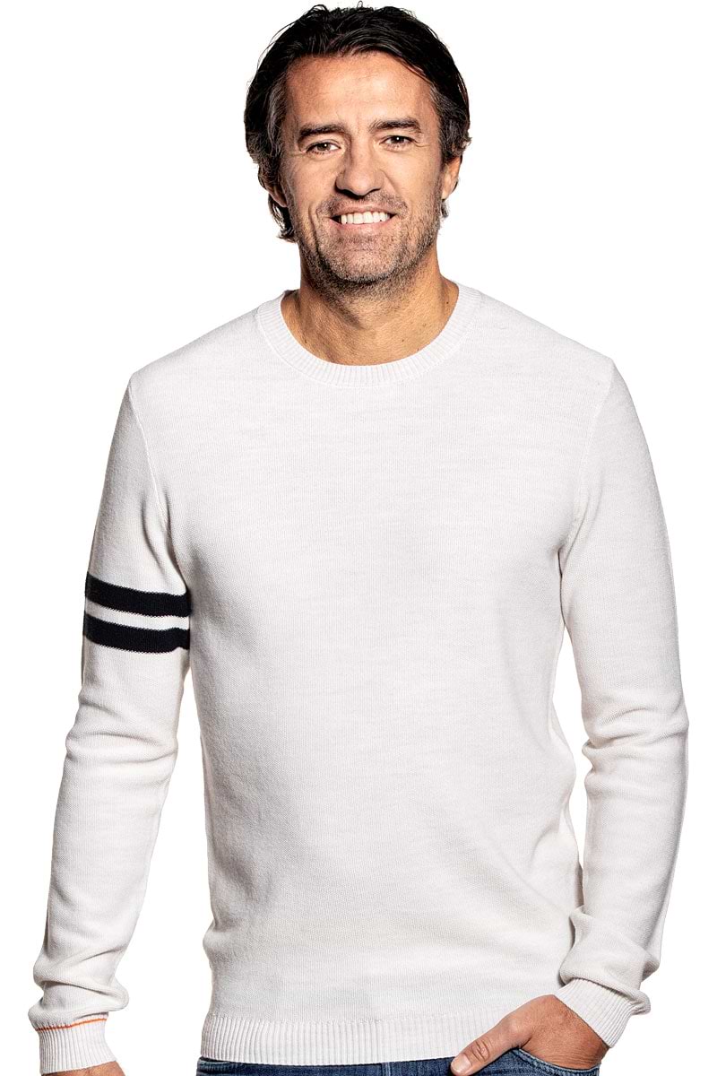 Strickpullover für Herren aus Merinowolle in Weiß