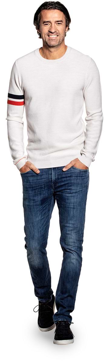Strickpullover für Herren aus Merinowolle in Weiß