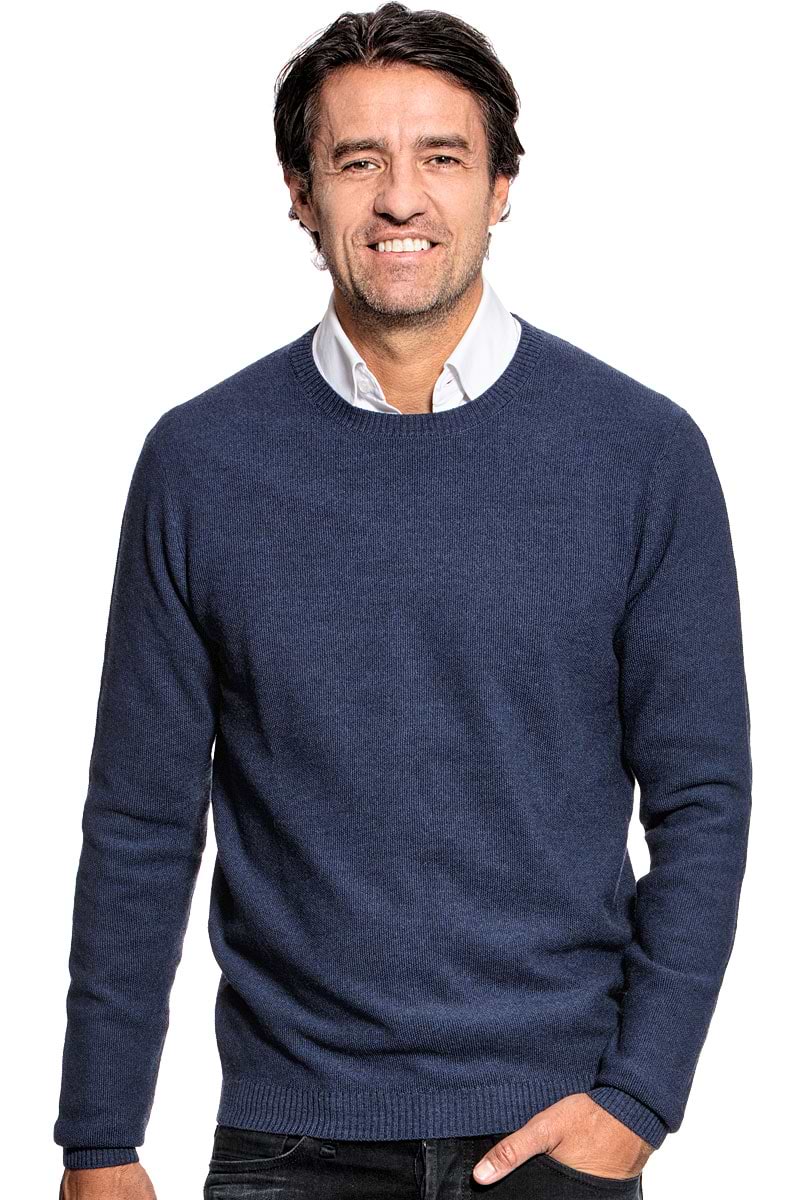 Strickpullover für Herren aus Merinowolle in Blau
