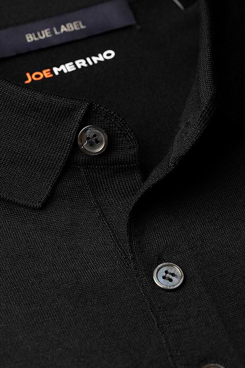 Blue Label Polo Buttons Long Sleeve Deep Black - Base Image