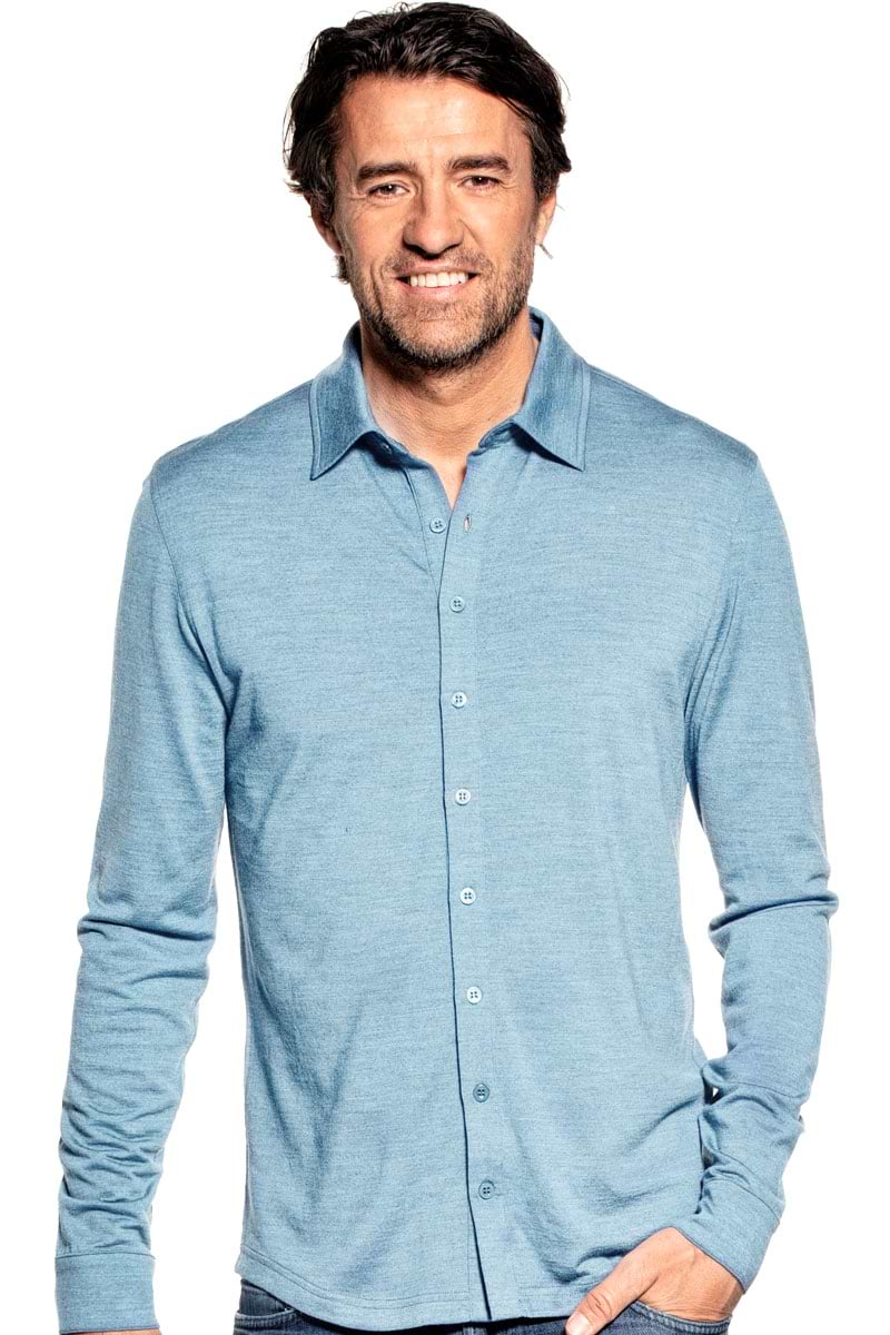 Dress shirt for men made of Merino wool in Light blue