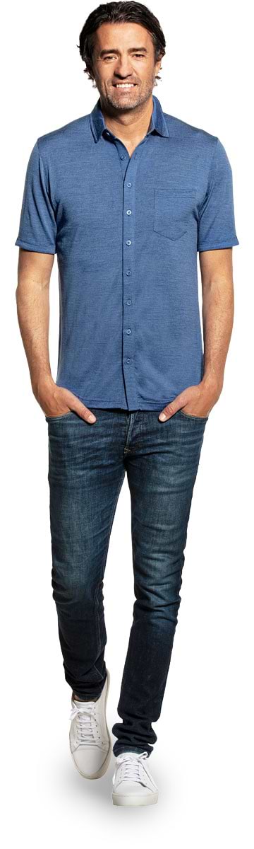 Joe Shirt Button Up Short Sleeve Yacht Blue
