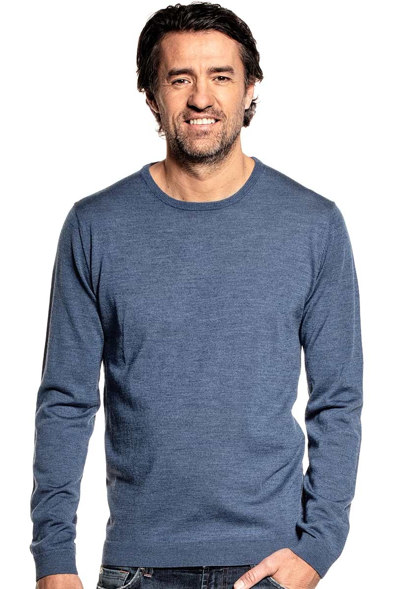Classic Crew voor mannen gemaakt van merinowol in het Blauwgrijs