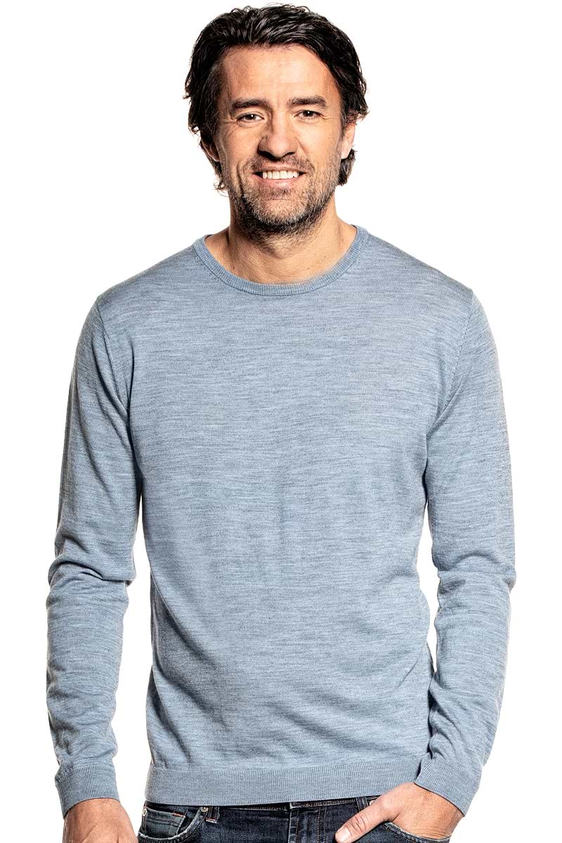 Classic Crew voor mannen gemaakt van merinowol in het Blauwgrijs