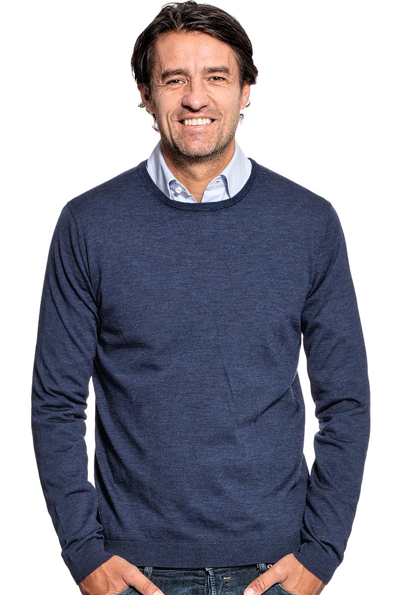 Classic Crew voor mannen gemaakt van merinowol in het Blauw