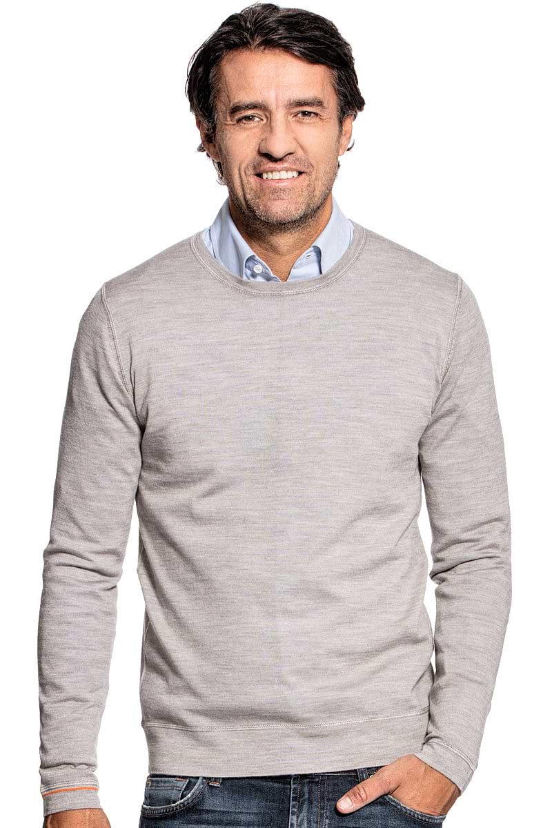 Crew neck pullover for men made of Merino wool in Beige