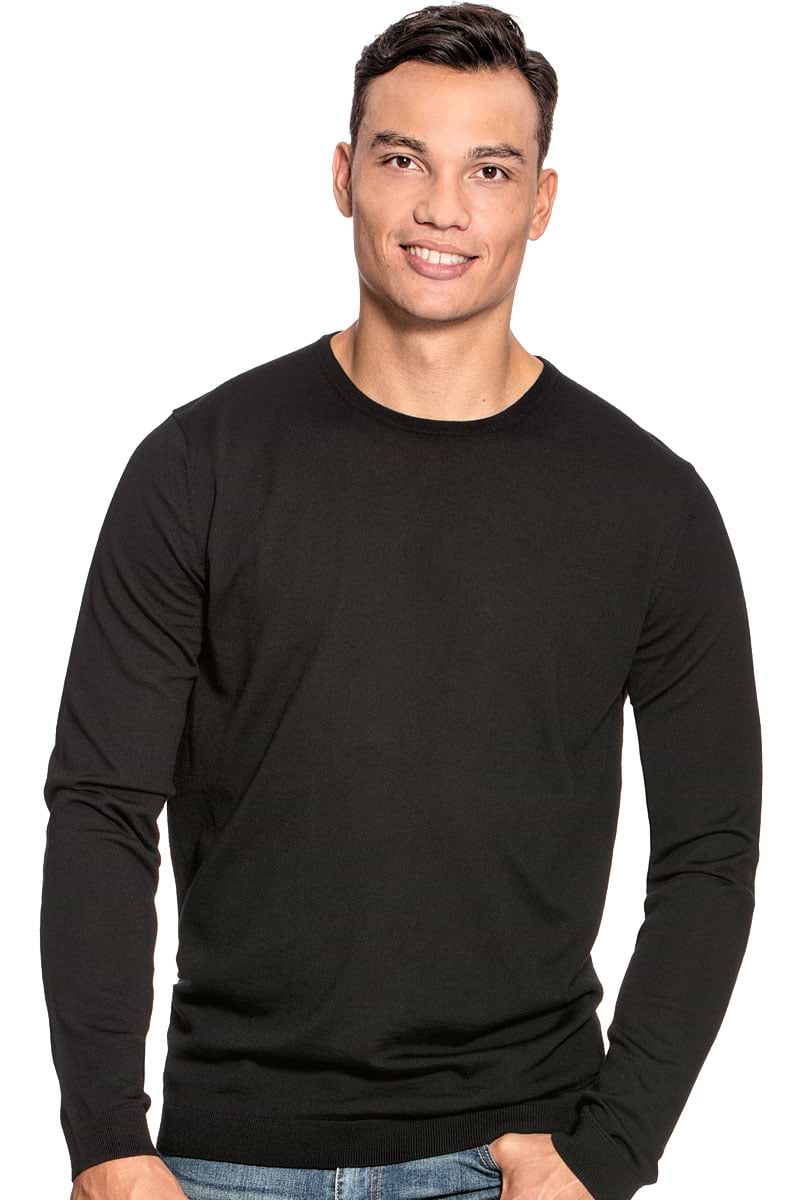 Classic Crew Extra long  voor mannen gemaakt van merinowol in het Zwart