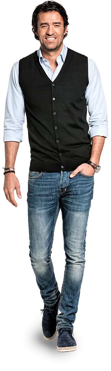 Strickweste für Herren aus Merinowolle in Schwarz