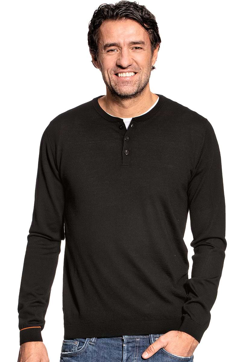Zwarte henley voor heren.