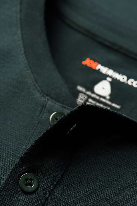 Shirt Henley Short Sleeve Dark Green - Base Image