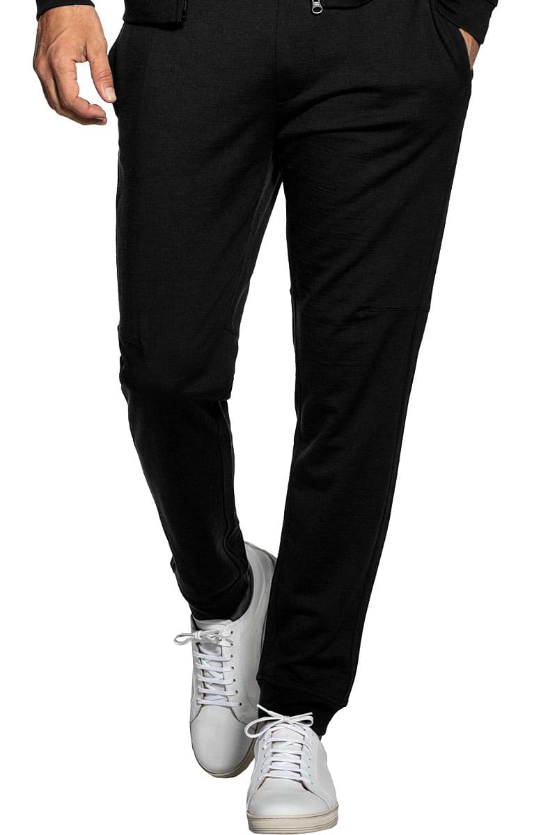 Sweatpants for men made of Merino wool in Black