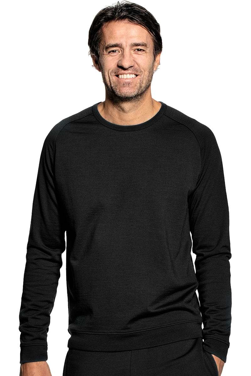 Sweatshirt for men made of Merino wool in Black