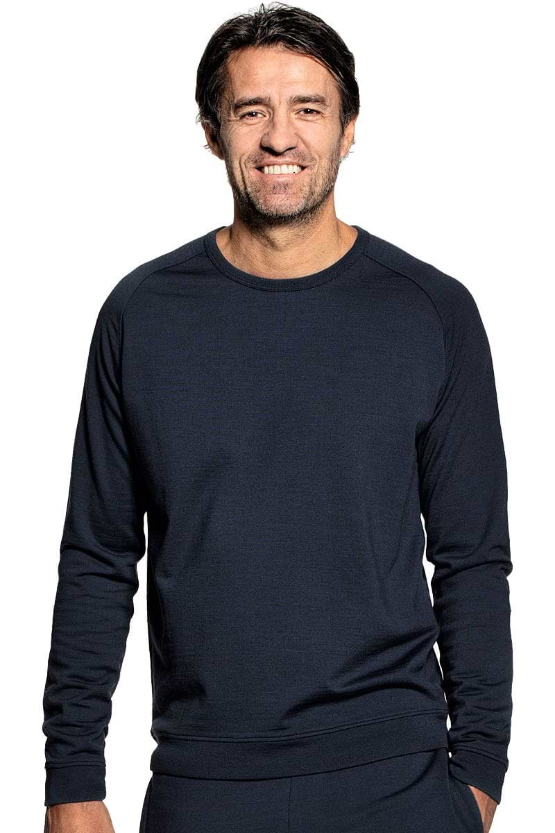 Sweatshirt for men made of Merino wool in Dark blue