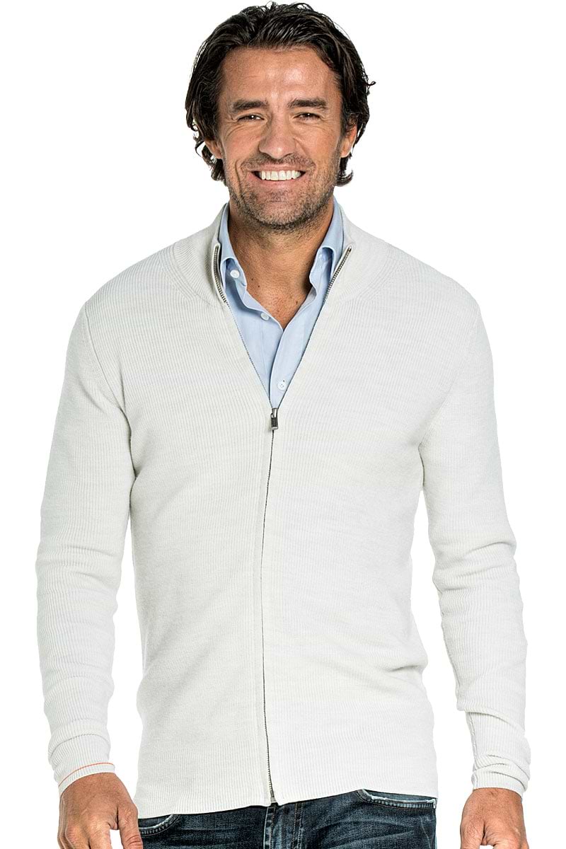 Strickjacke für Herren aus Merinowolle in Weiß
