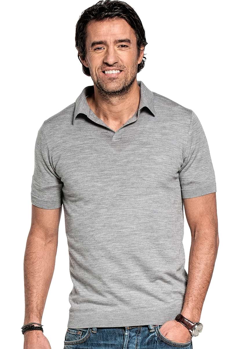 Poloshirt für Herren aus Merinowolle in Grau
