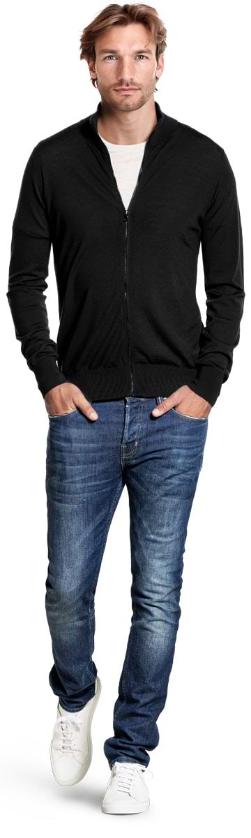 Joe Riva Cardigan Zip Deep Black