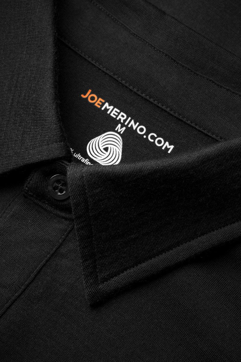 Shirt Polo Short Sleeve Extra Long Deep Black
