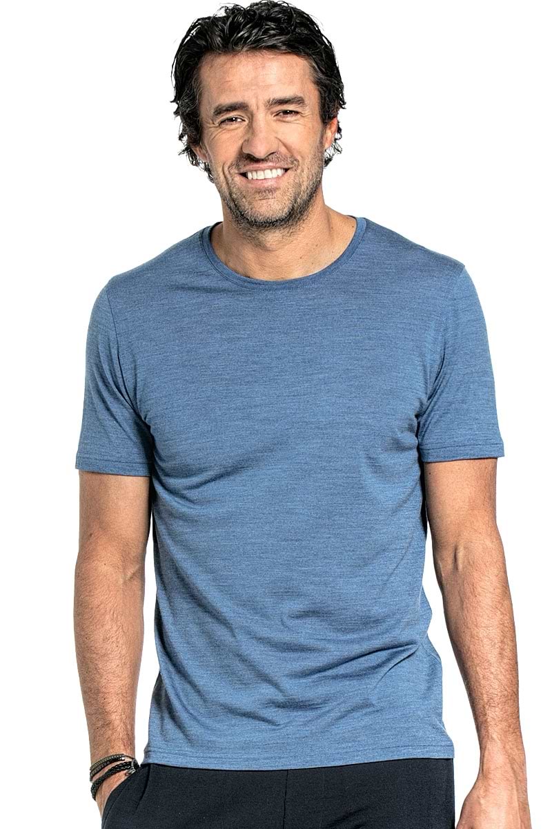 Merino T-Shirt mit Rundhalsausschnitt in Leuchtendes Blau