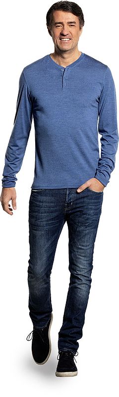 Shirt Henley Long Sleeve Yacht Blue