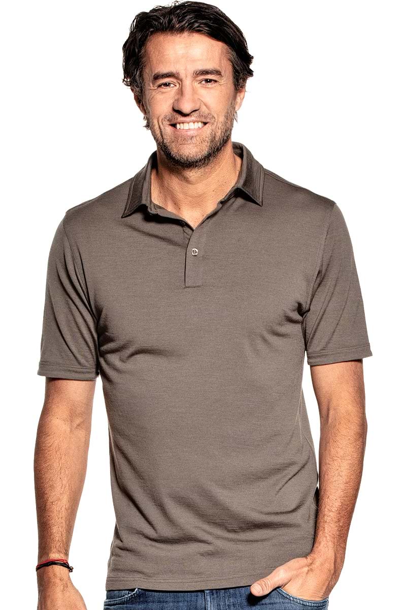 Poloshirt für Herren aus Merinowolle in Grün