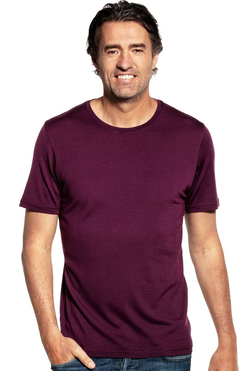 Merino T-Shirt mit Rundhals dunkelrot