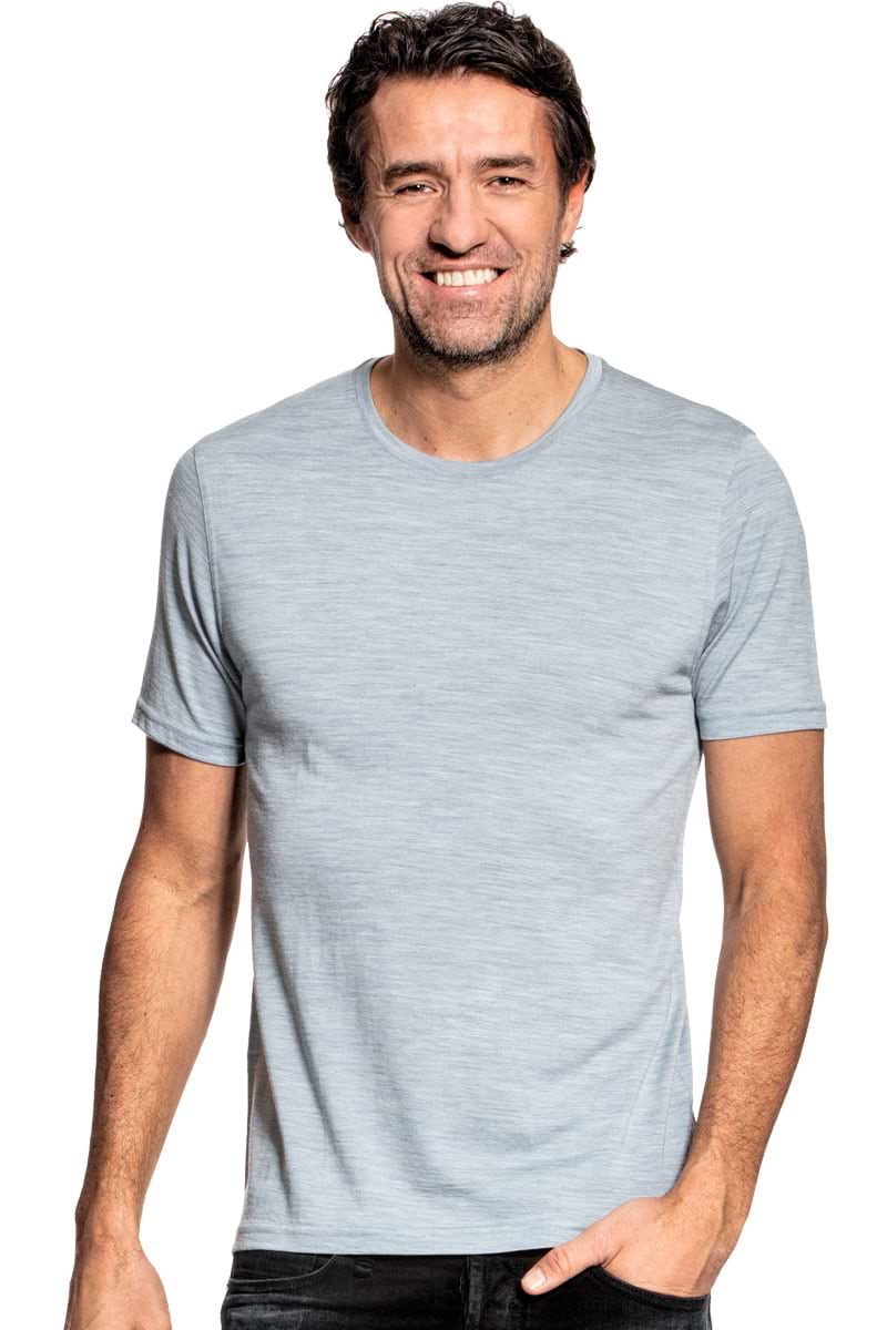 Merino T-Shirt mit Rundhals in Hellblau