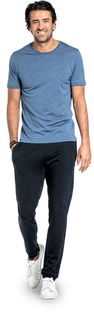 Merino T-Shirt mit Rundhalsausschnitt in Leuchtendes Blau