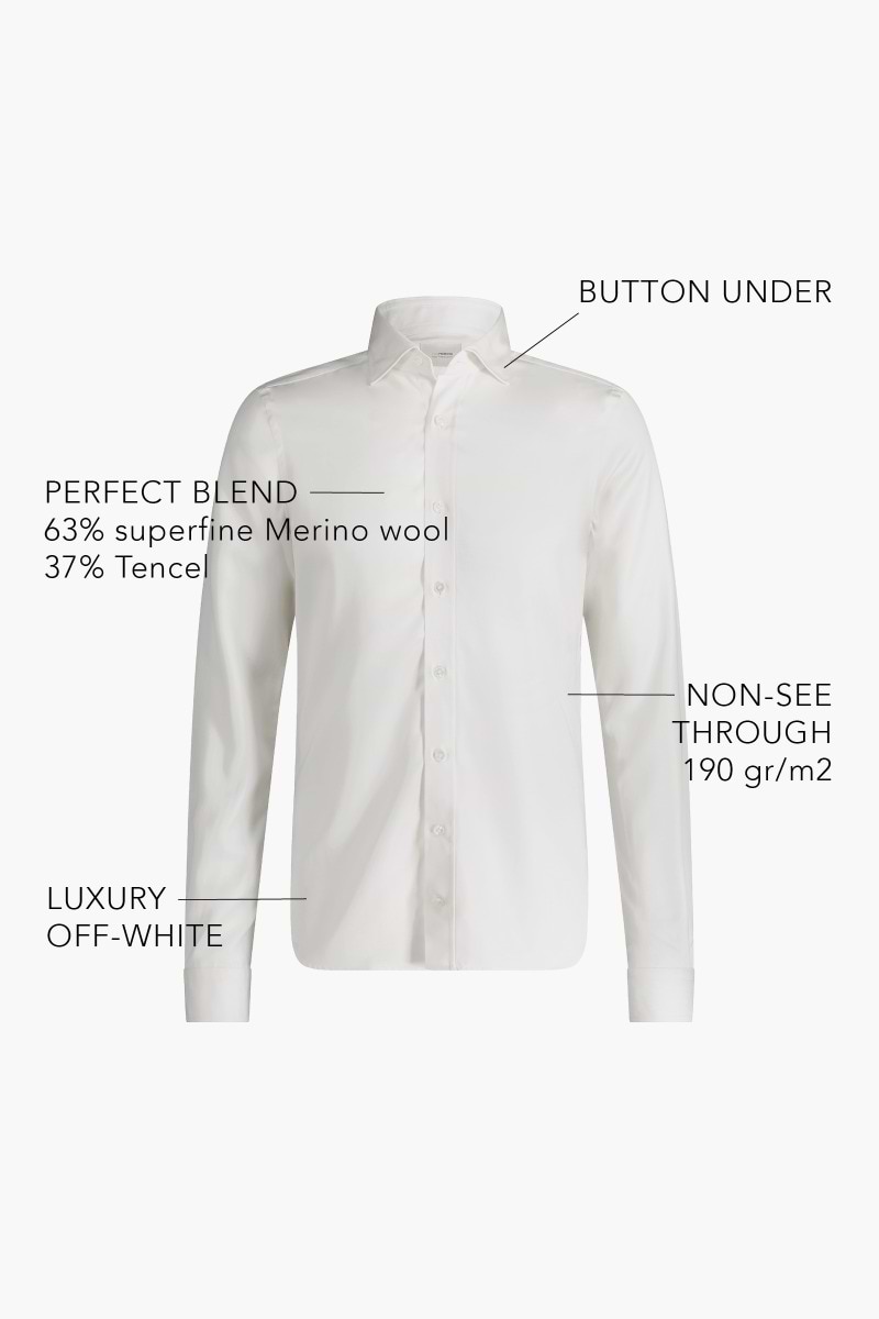 Joe Woven Shirt Extra Long Wool White