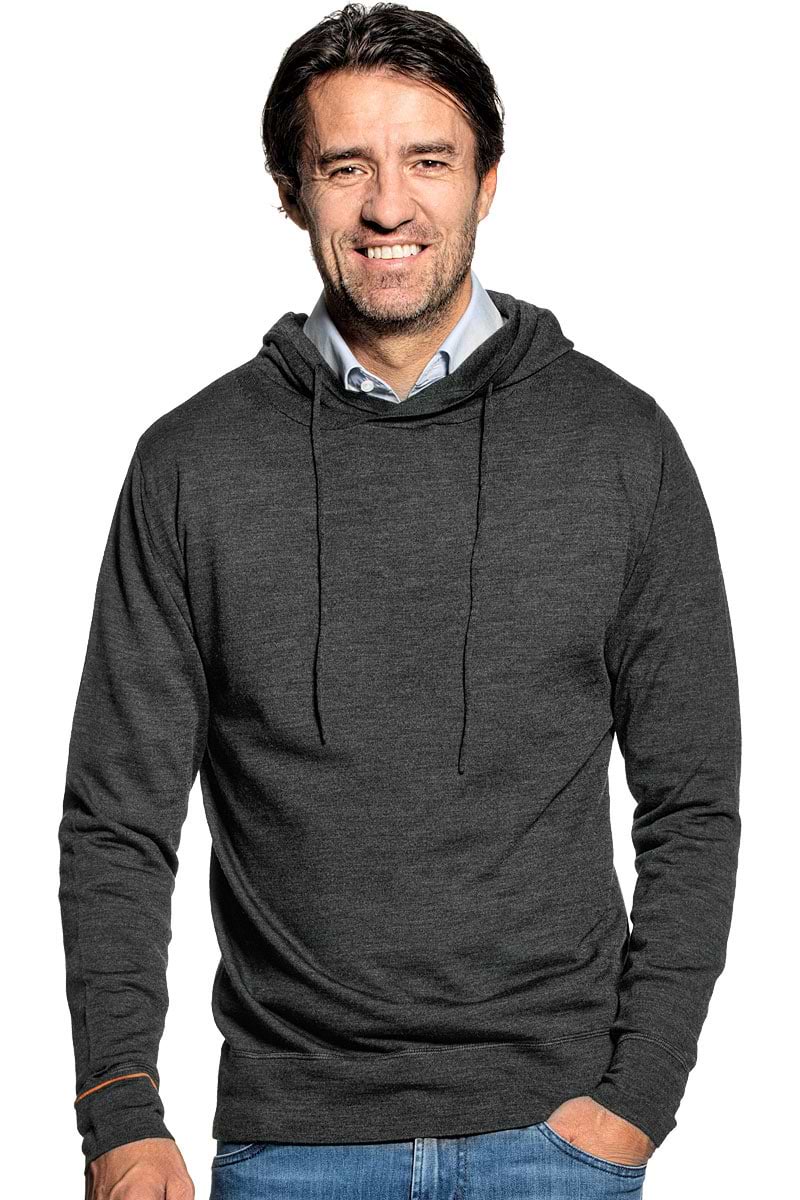 Wollhoodie für Herren aus Merinowolle in Dunkelgrau