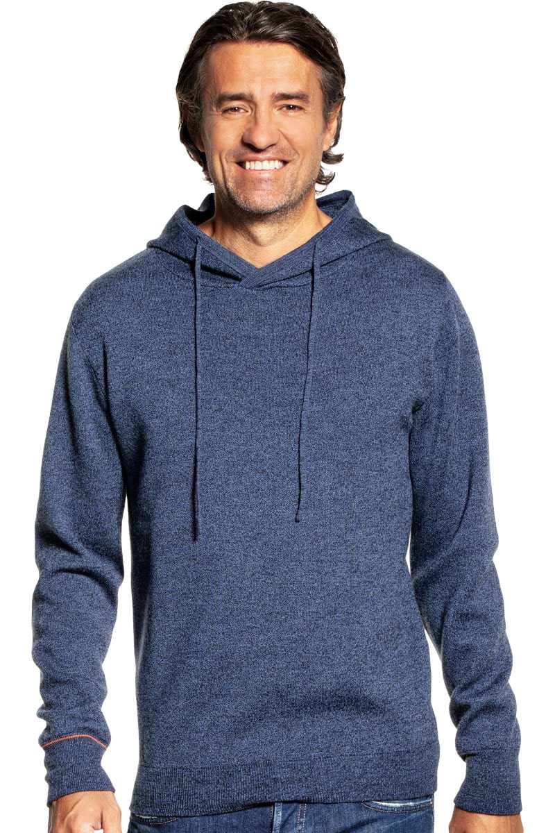 Blauwe dikke hoodie voor heren.