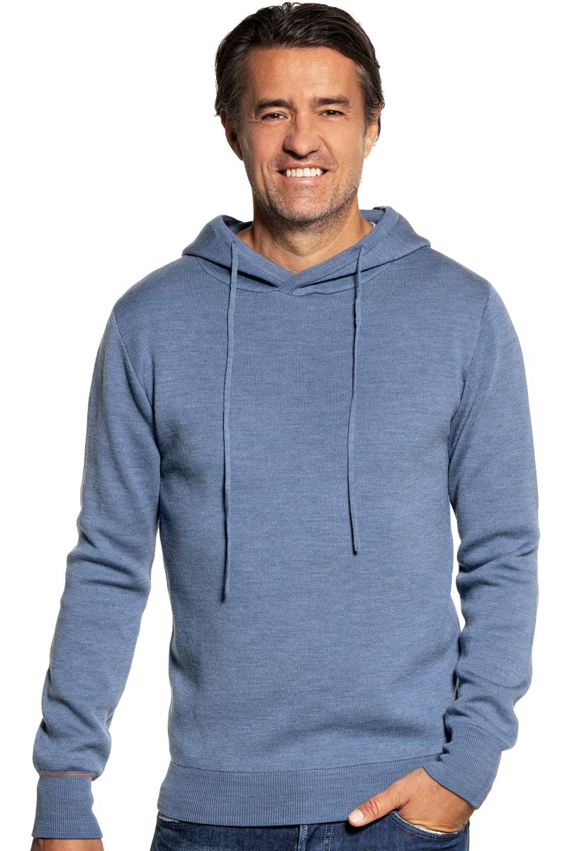 Lichtblauwe dikke hoodie voor heren.
